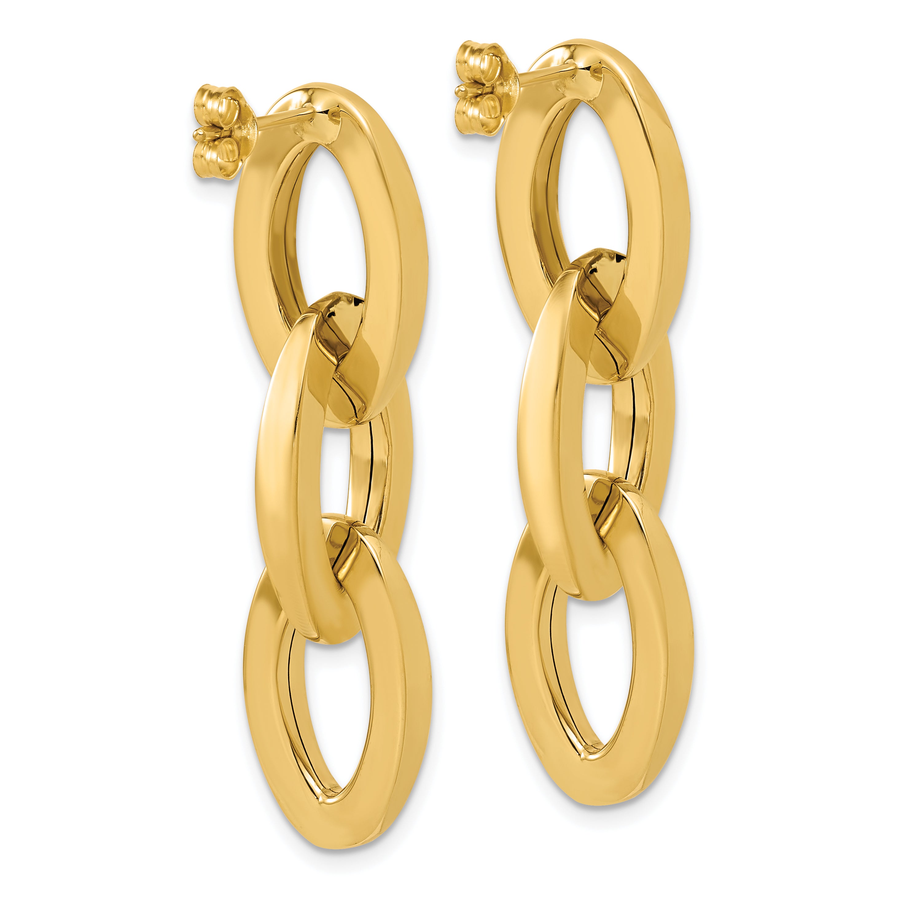 14K Polished Fancy Link Dangle Post Earrings