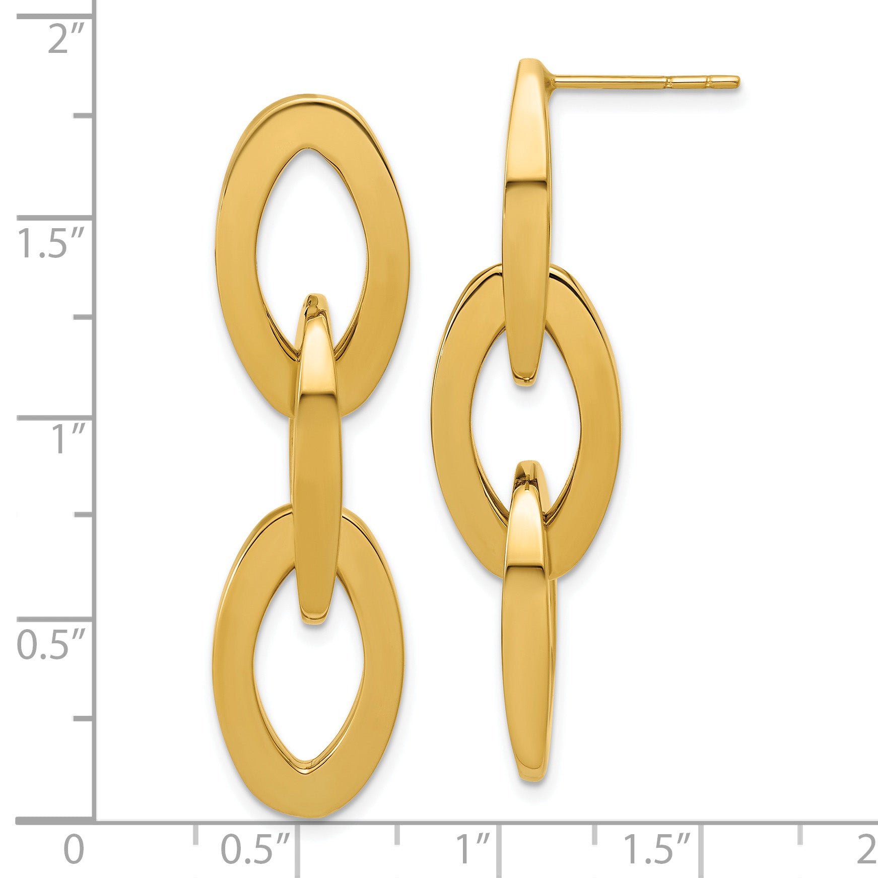 14K Polished Fancy Link Dangle Post Earrings