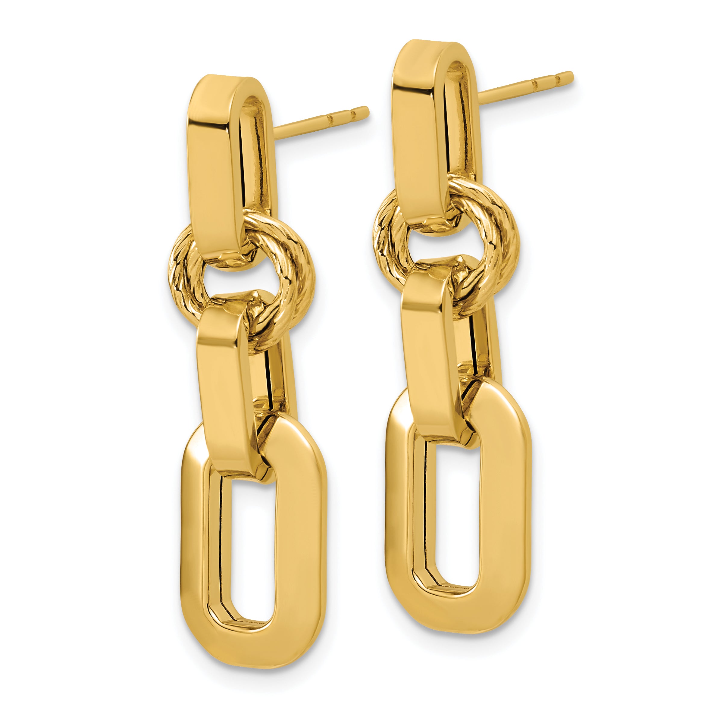 14K Polished Fancy Link Dangle Post Earrings Secondary image