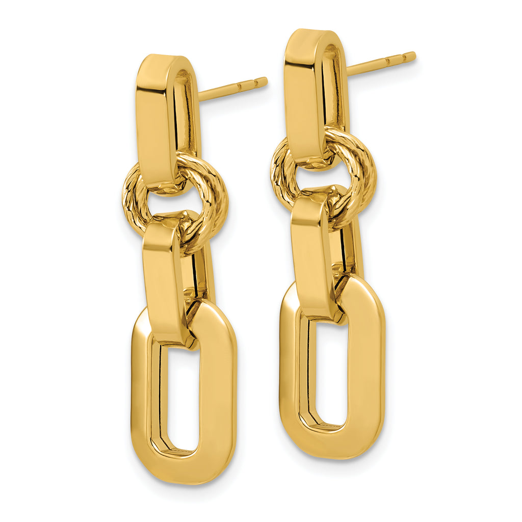 14K Polished Fancy Link Dangle Post Earrings