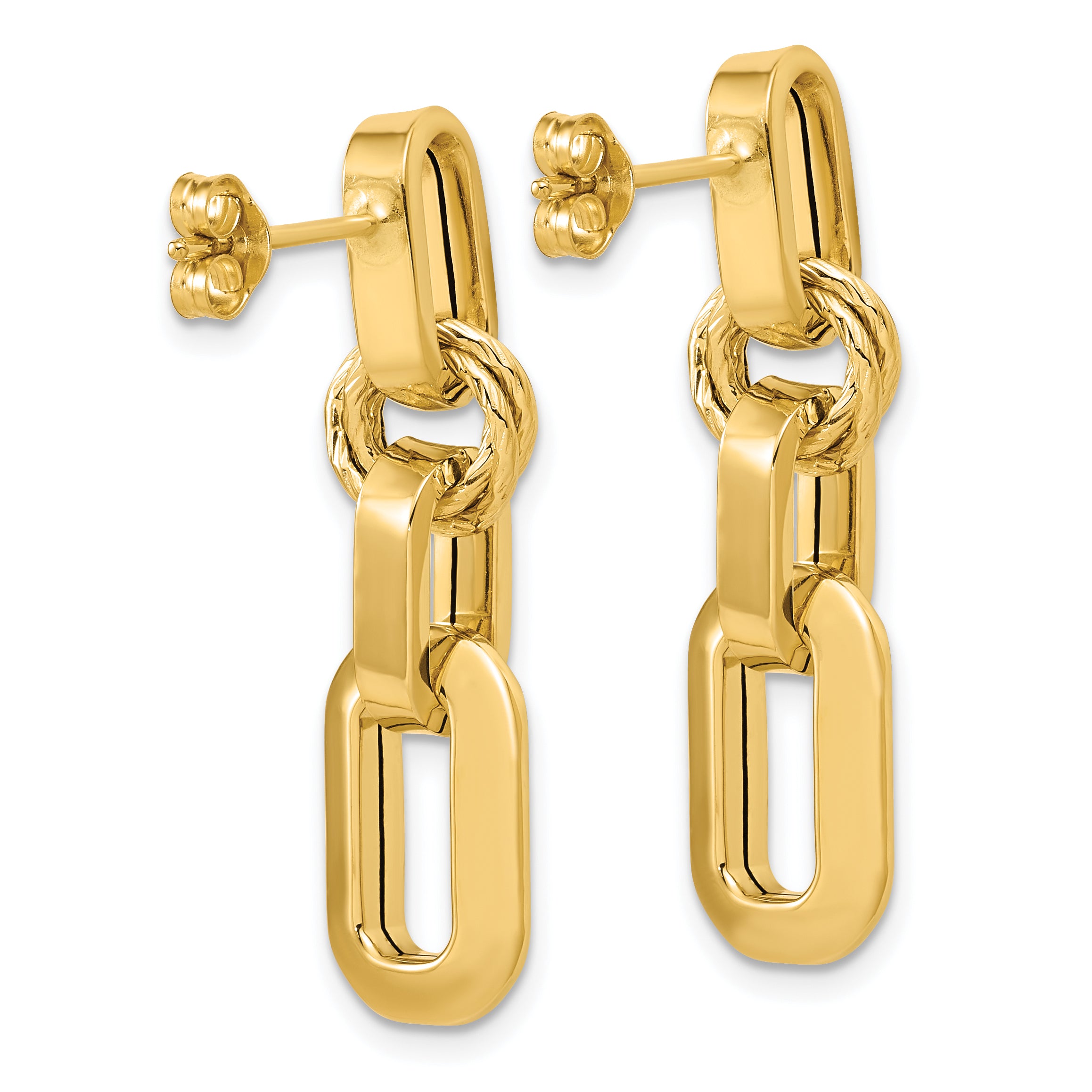 14K Polished Fancy Link Dangle Post Earrings