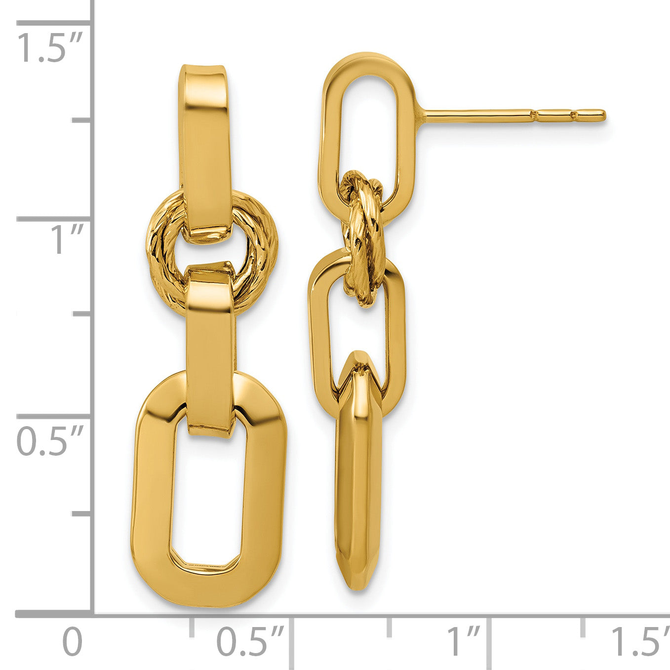 14K Polished Fancy Link Dangle Post Earrings