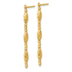 14K Polished and Diamond-cut Beaded Fancy Dangle Post Earrings