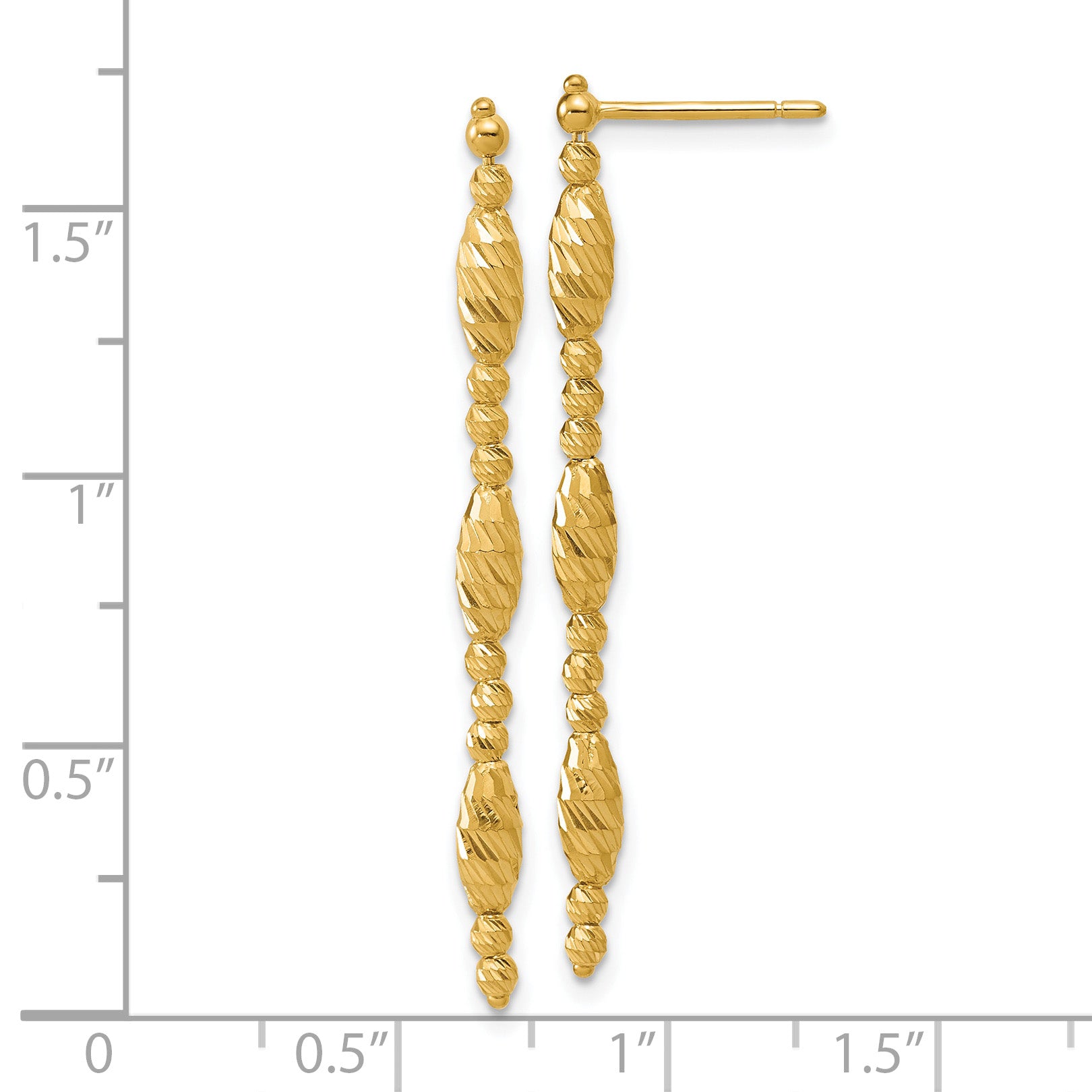 14K Polished and Diamond-cut Beaded Fancy Dangle Post Earrings