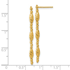 14K Polished and Diamond-cut Beaded Fancy Dangle Post Earrings