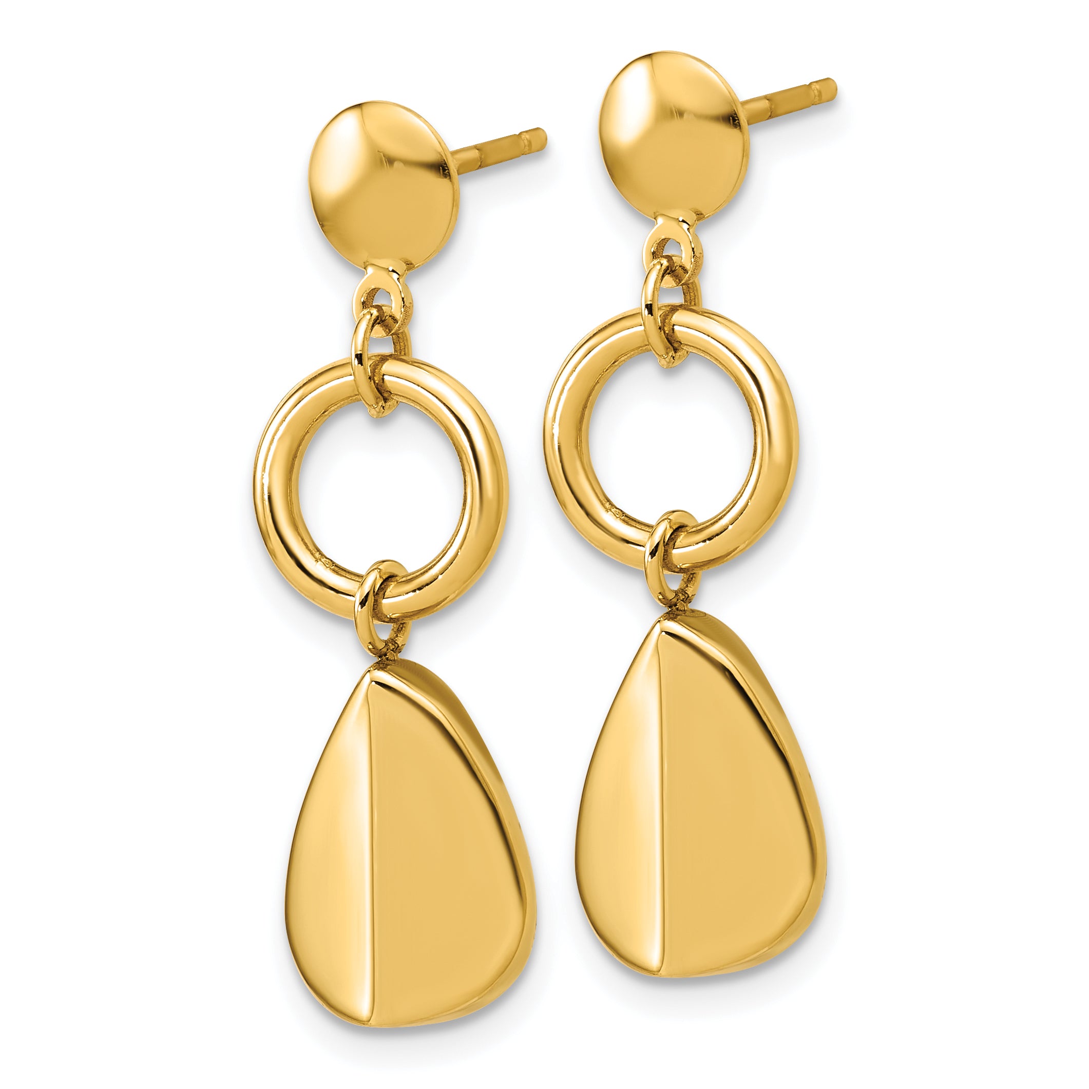 14K Polished Geometric Fancy Dangle Post Earrings Secondary image