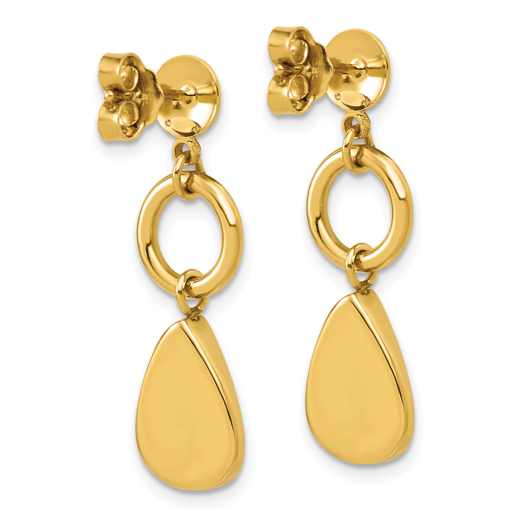 14K Polished Geometric Fancy Dangle Post Earrings