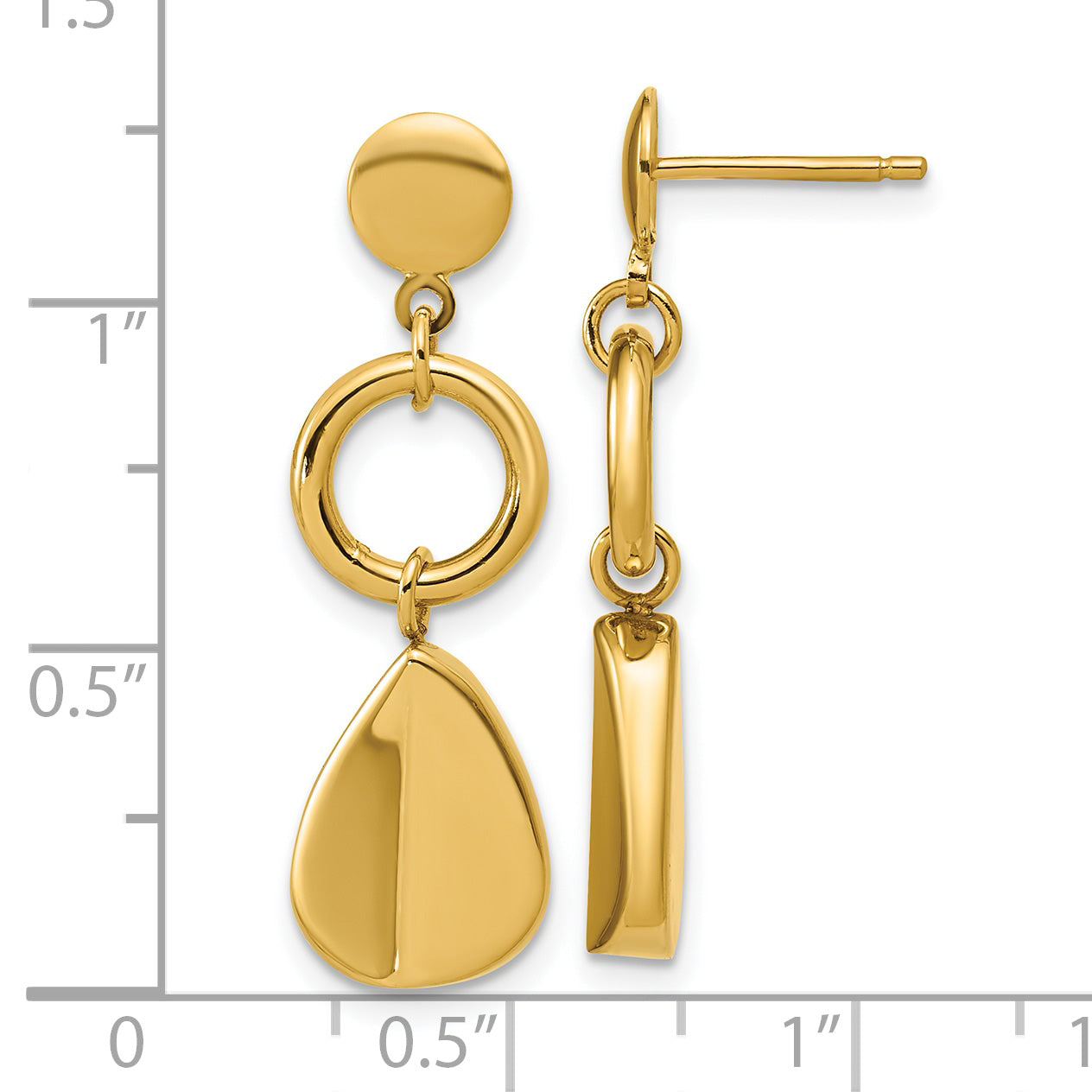 14K Polished Geometric Fancy Dangle Post Earrings