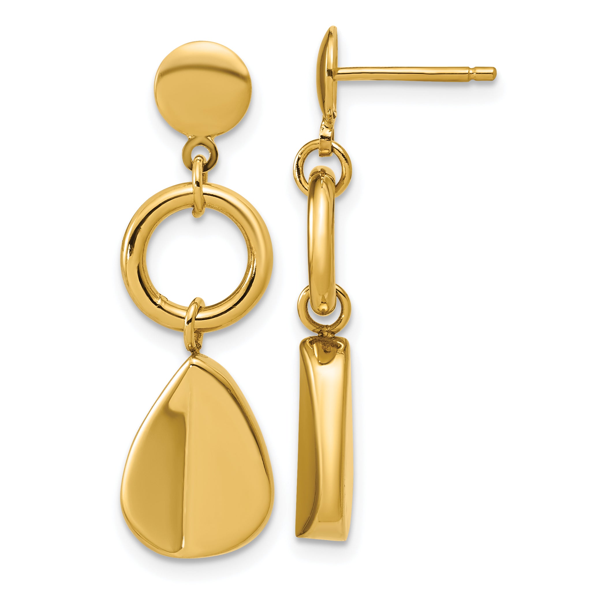 14K Polished Geometric Fancy Dangle Post Earrings Main image