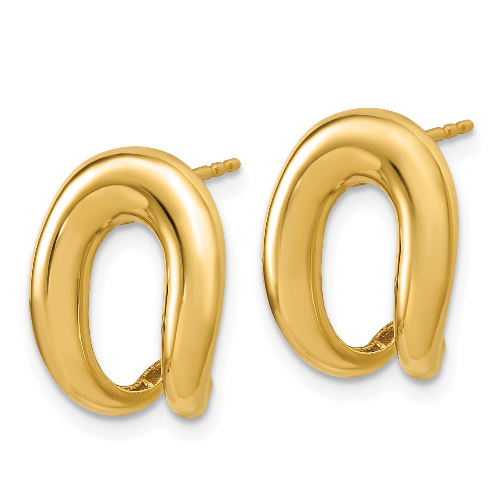14K Polished Fancy J-Hoop Post Earrings