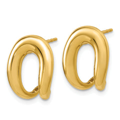 14K Polished Fancy J-Hoop Post Earrings
