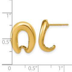 14K Polished Fancy J-Hoop Post Earrings