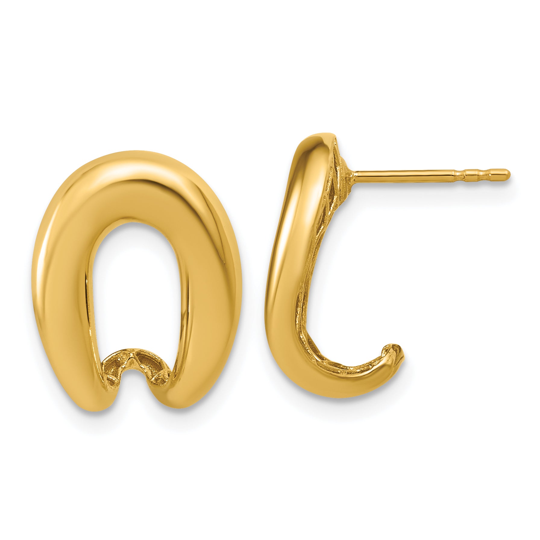 14K Polished Fancy J-Hoop Post Earrings Main image