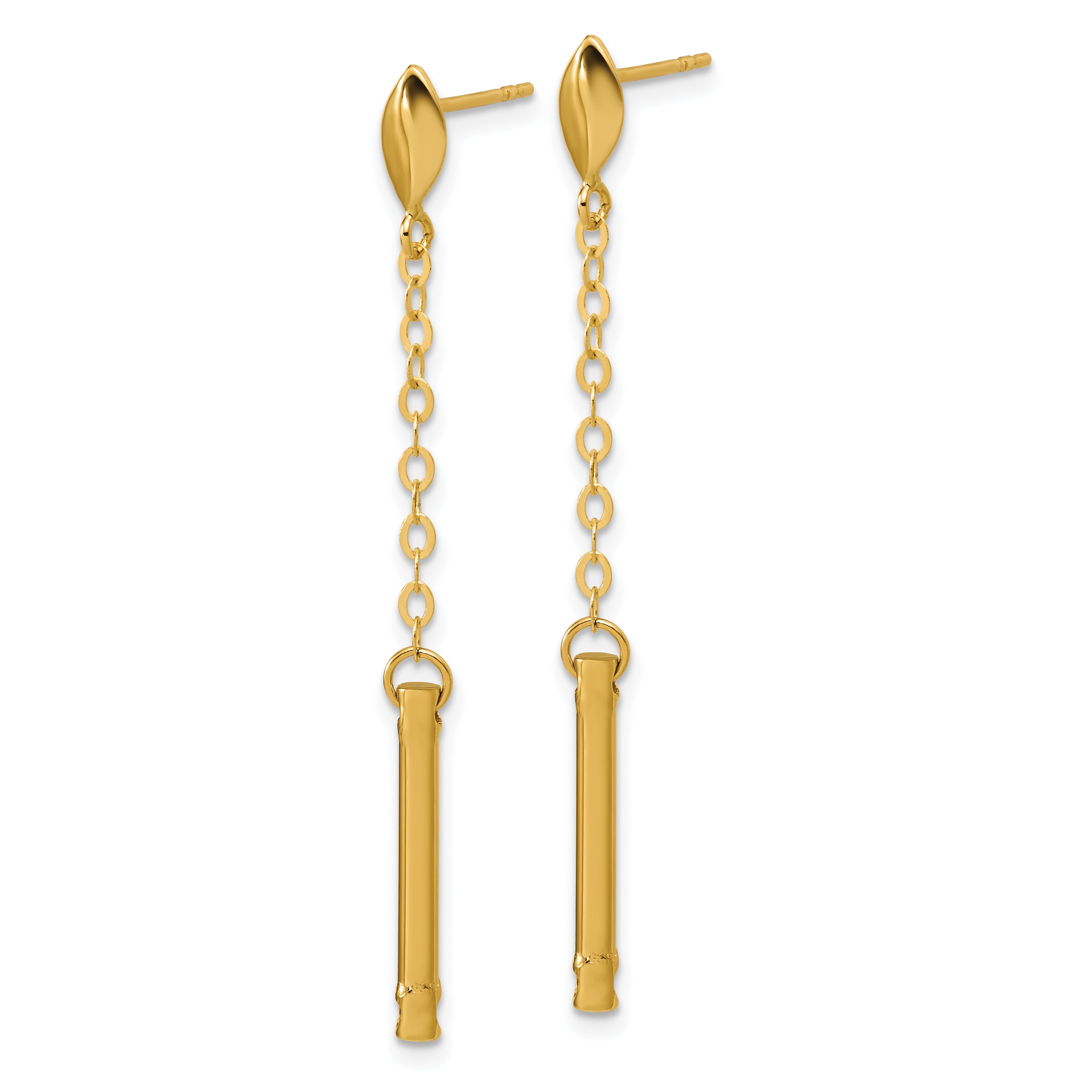 14K Polished Bar Dangle Post Earrings Secondary image
