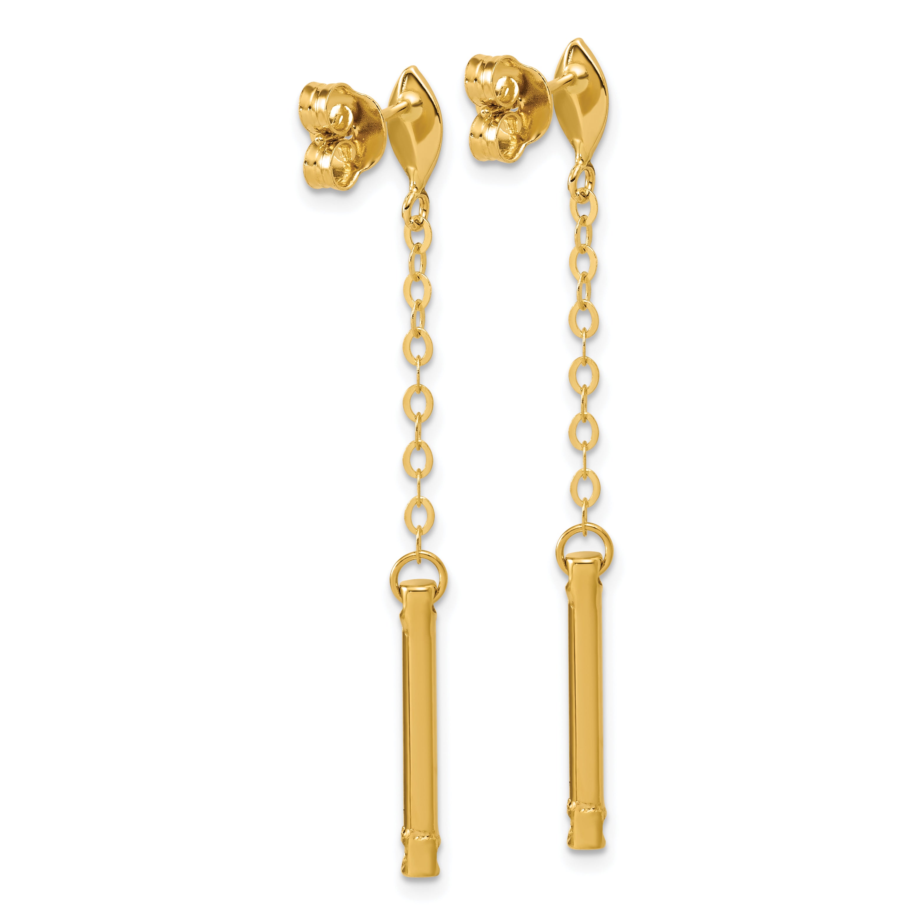 14K Polished Bar Dangle Post Earrings
