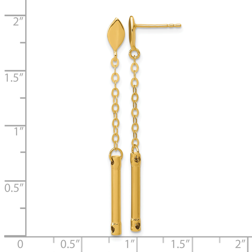 14K Polished Bar Dangle Post Earrings