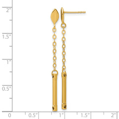 14K Polished Bar Dangle Post Earrings