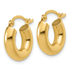 14k Polished 4mm x 15mm Lightweight Tube Earrings