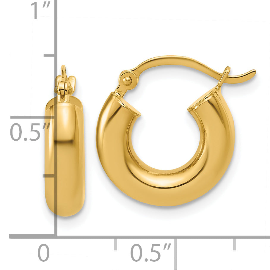 14k Polished 4mm x 15mm Lightweight Tube Earrings