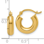 14k Polished 4mm x 15mm Lightweight Tube Earrings