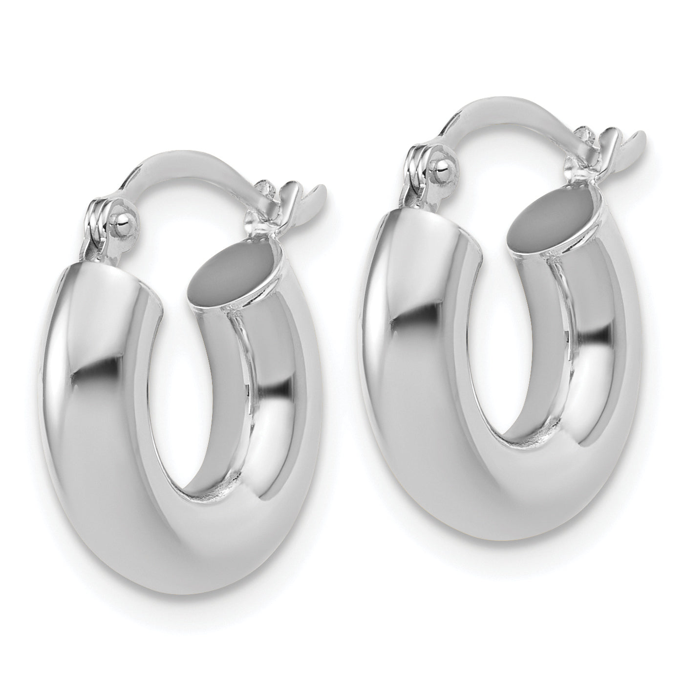 14k White Gold Polished 4mm x 15mm Lightweight Tube Earrings Secondary image