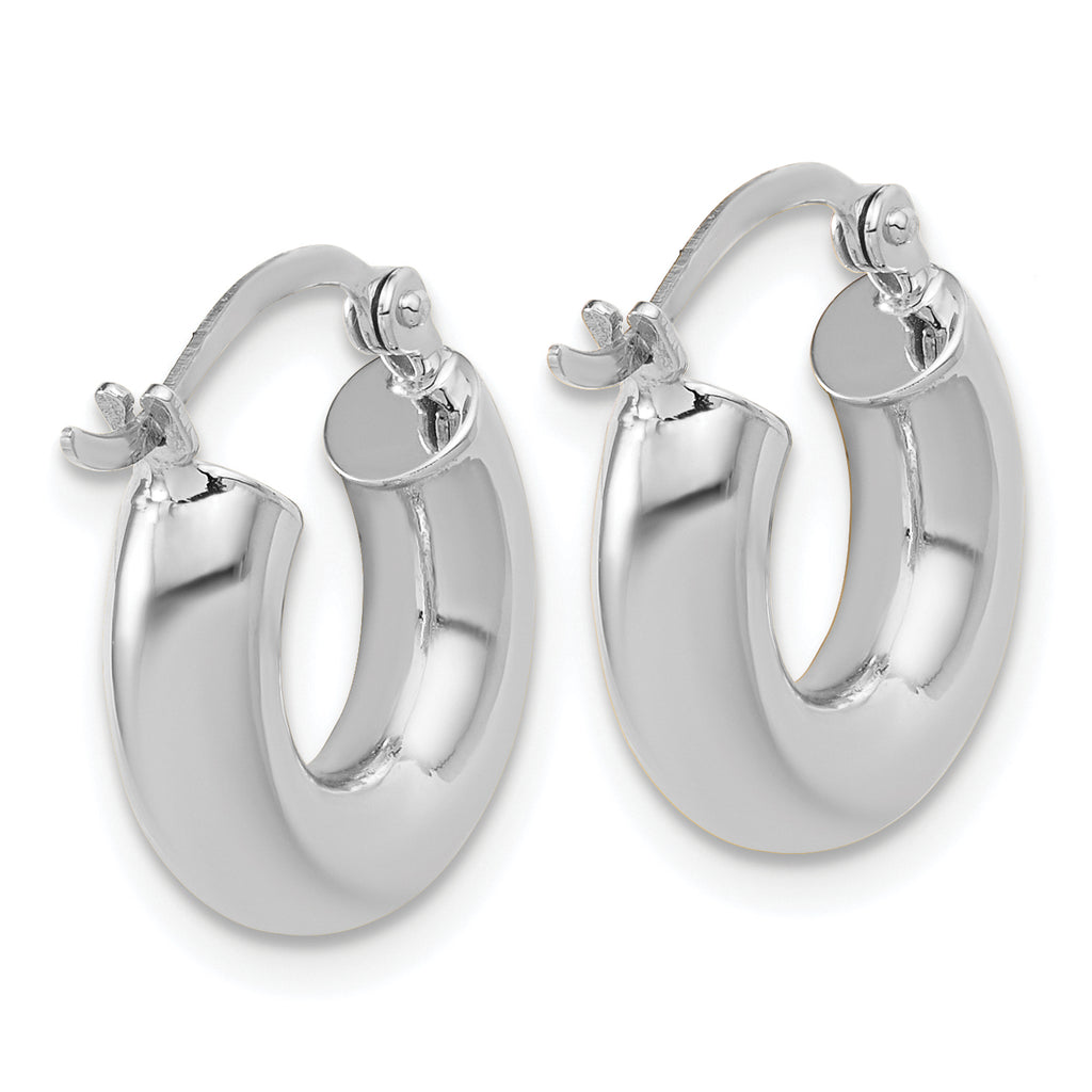 14k White Gold Polished 4mm x 15mm Lightweight Tube Earrings
