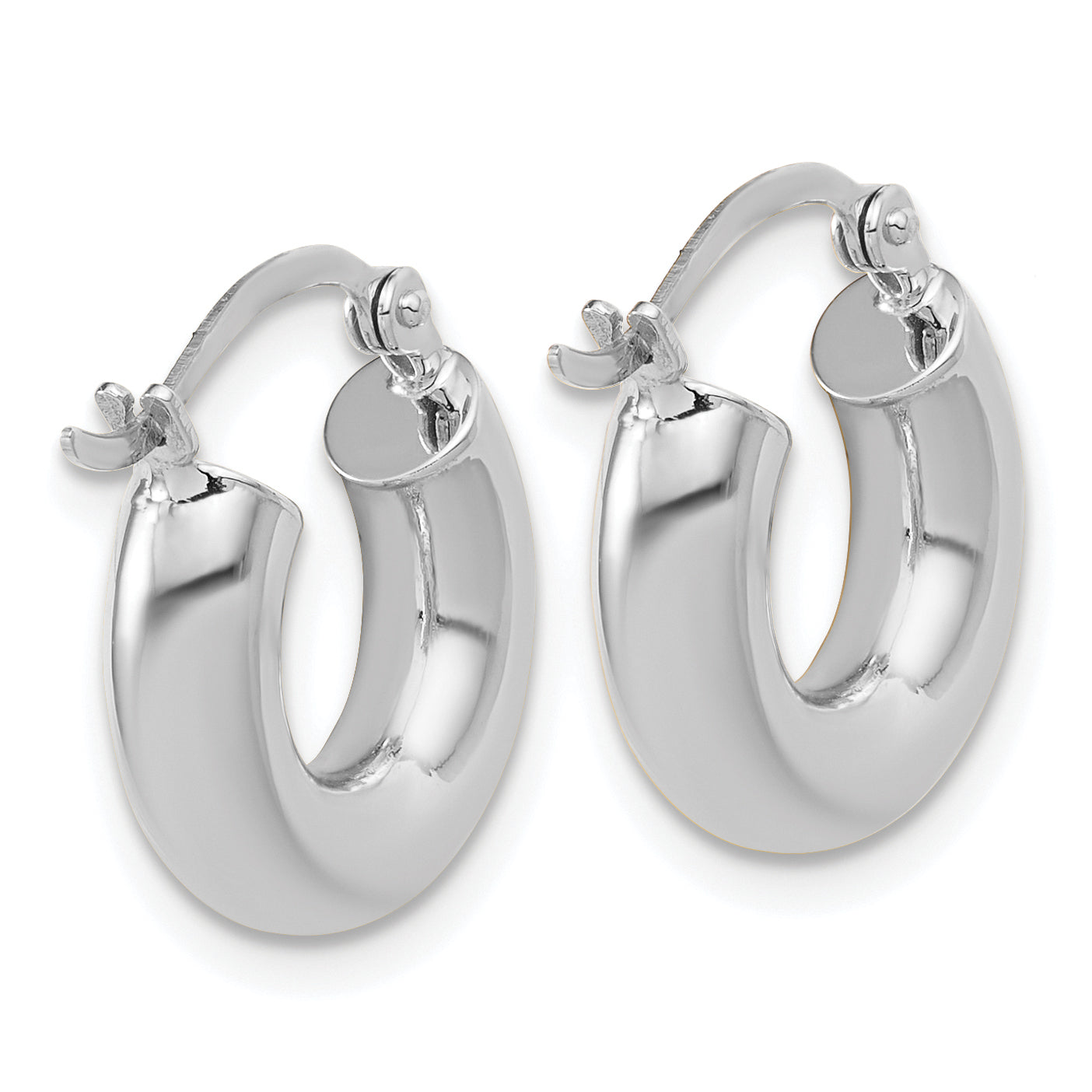 14k White Gold Polished 4mm x 15mm Lightweight Tube Earrings