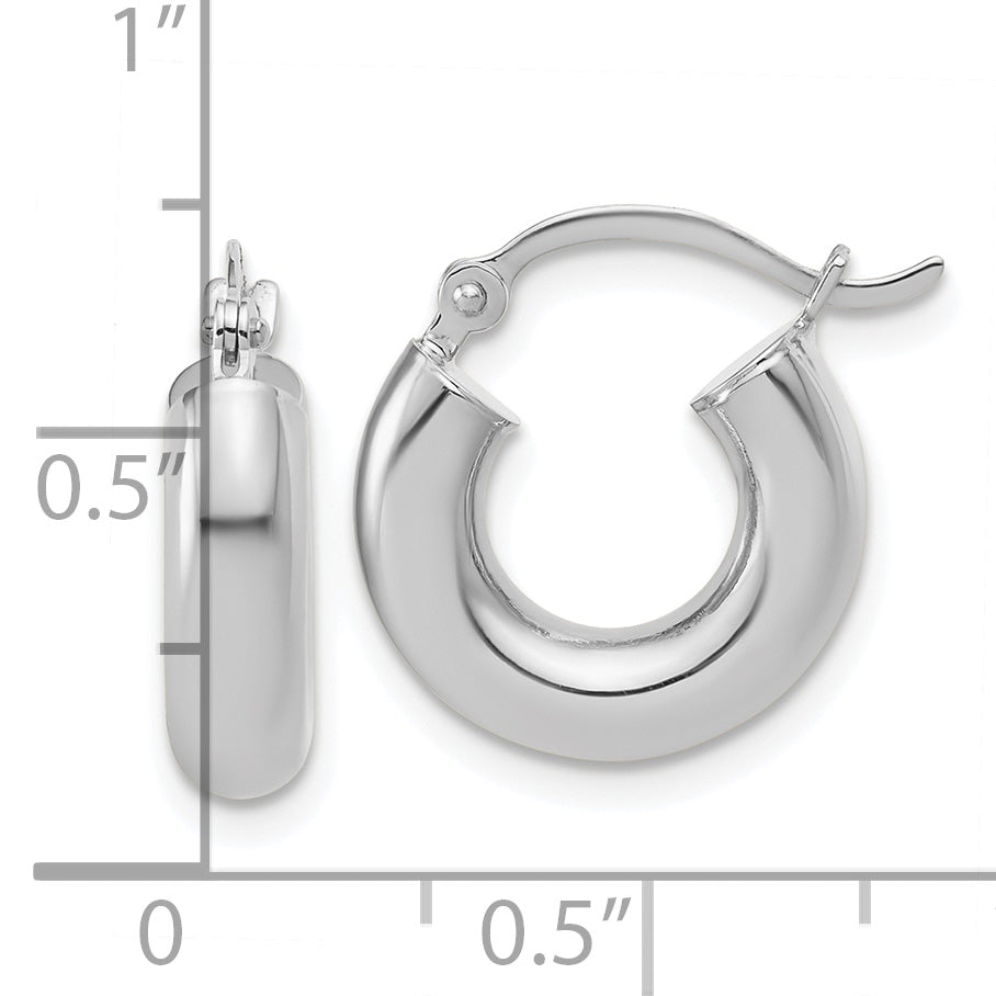 14k White Gold Polished 4mm x 15mm Lightweight Tube Earrings