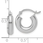14k White Gold Polished 4mm x 15mm Lightweight Tube Earrings