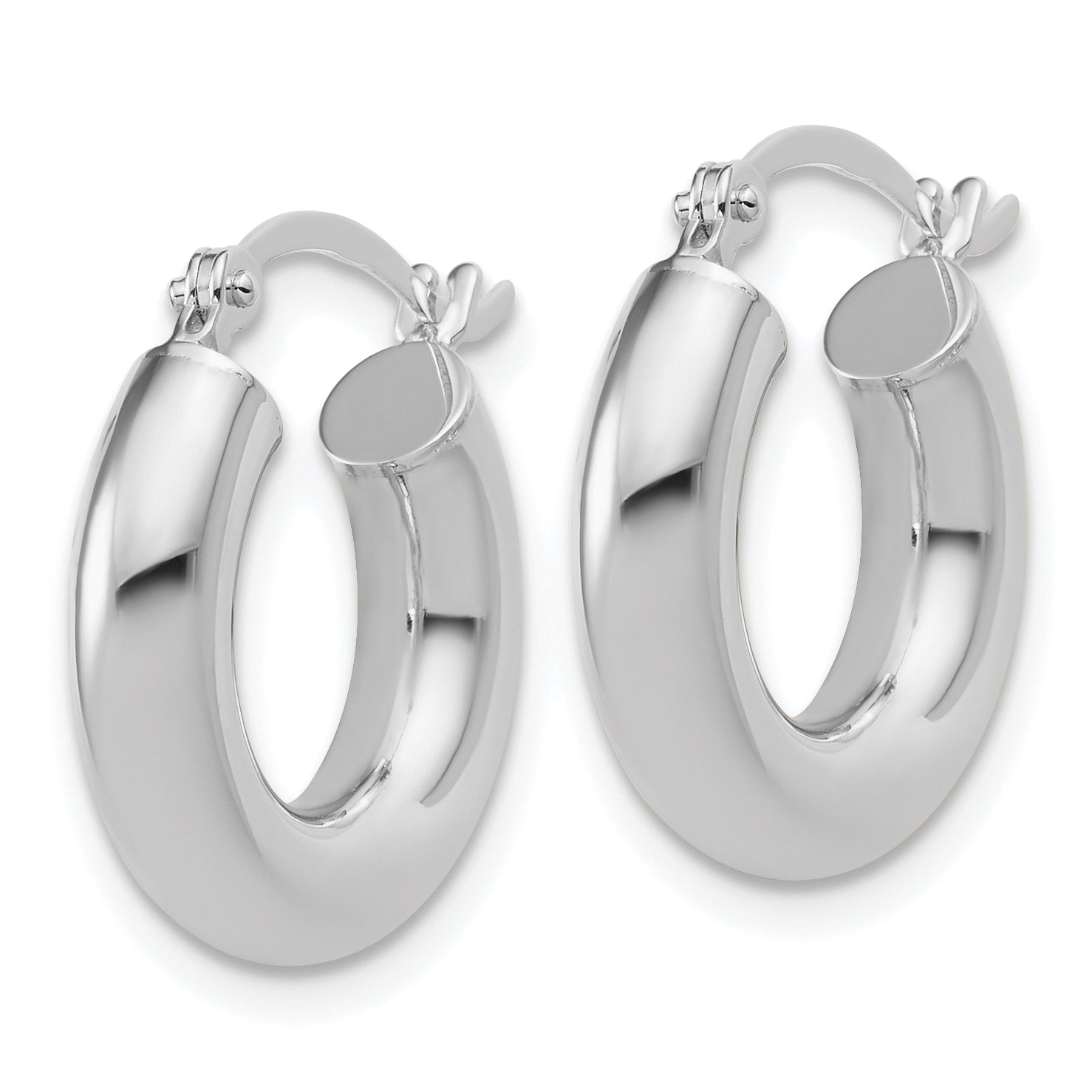 14k White Gold Polished 4mm x 17mm Lightweight Tube Earrings Secondary image