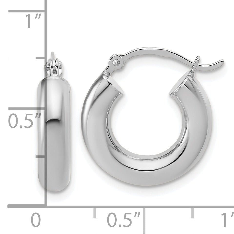 14k White Gold Polished 4mm x 17mm Lightweight Tube Earrings