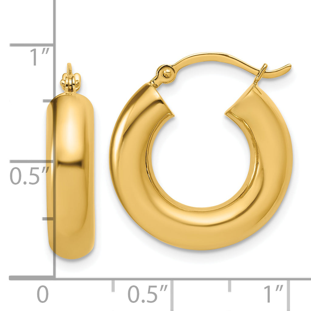 14k Polished 5mm x 20mm Lightweight Hoop Earrings