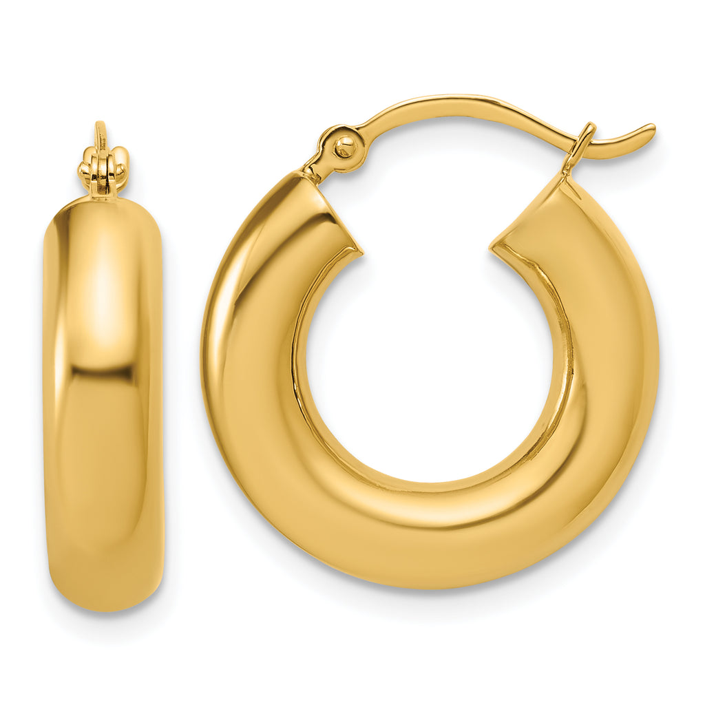 14k Polished 5mm x 20mm Lightweight Hoop Earrings