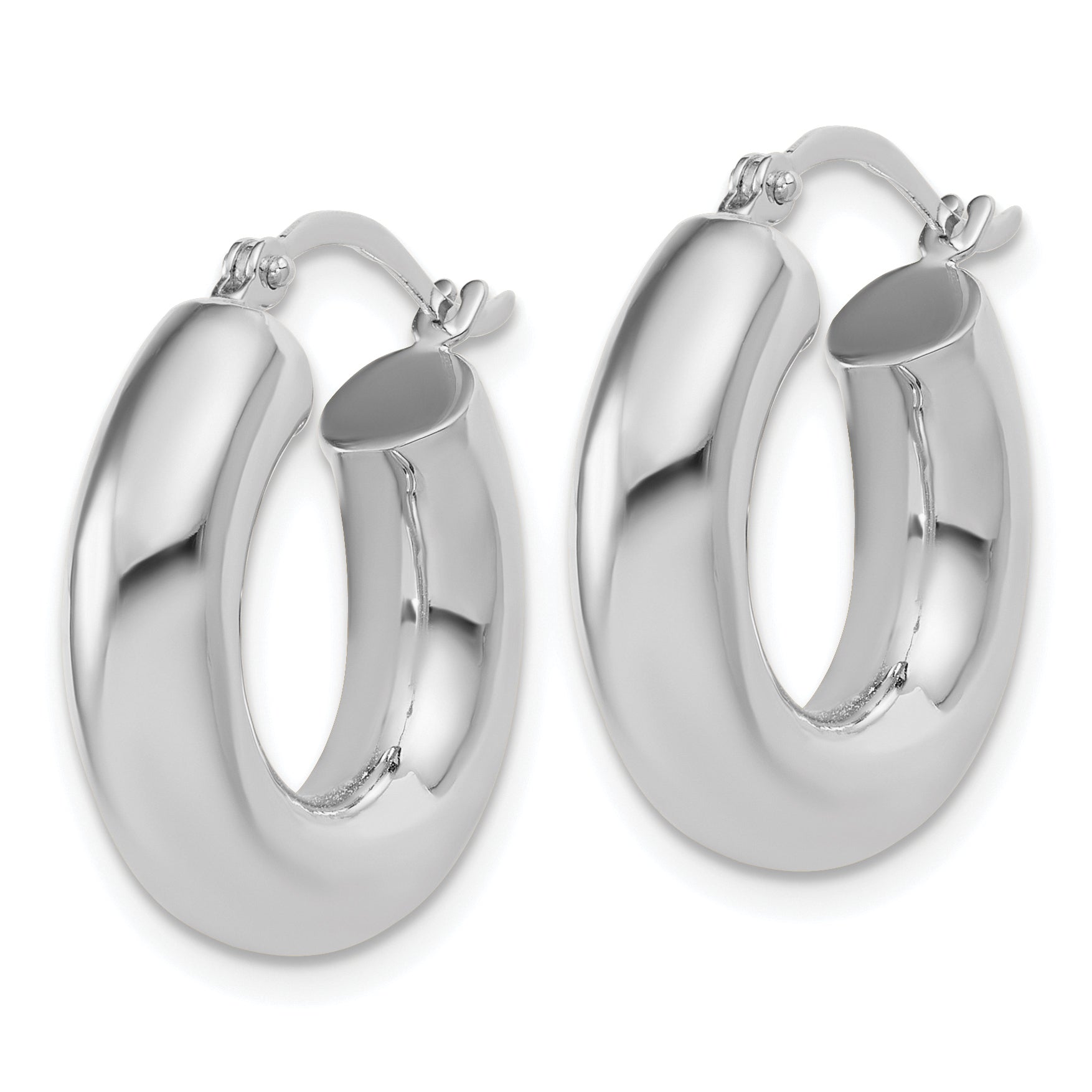 14k White Gold Polished 5mm x 20mm Lightweight Hoop Earrings Secondary image