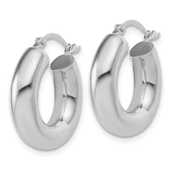 14k White Gold Polished 5mm x 20mm Lightweight Hoop Earrings