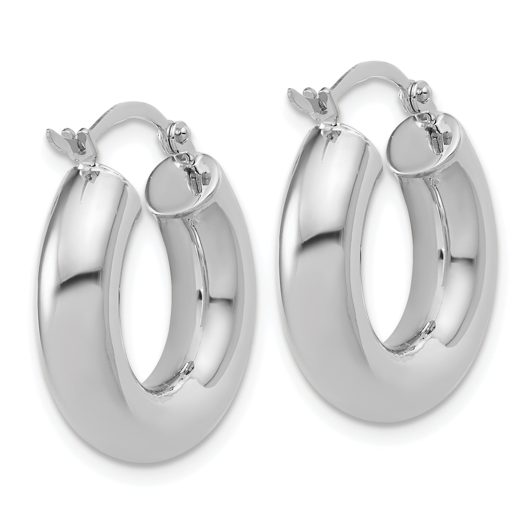 14k White Gold Polished 5mm x 20mm Lightweight Hoop Earrings