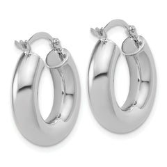 14k White Gold Polished 5mm x 20mm Lightweight Hoop Earrings