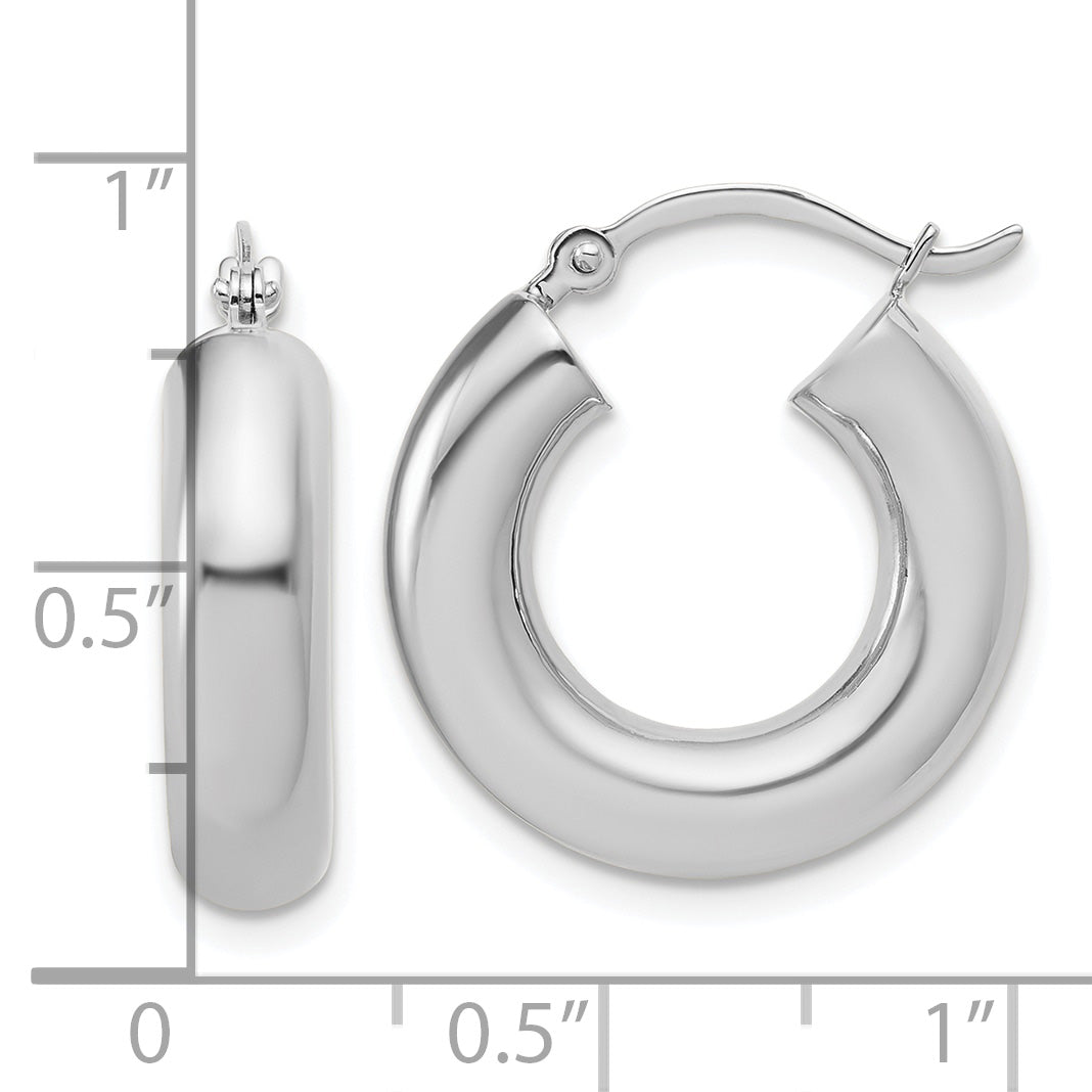 14k White Gold Polished 5mm x 20mm Lightweight Hoop Earrings