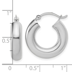 14k White Gold Polished 5mm x 20mm Lightweight Hoop Earrings