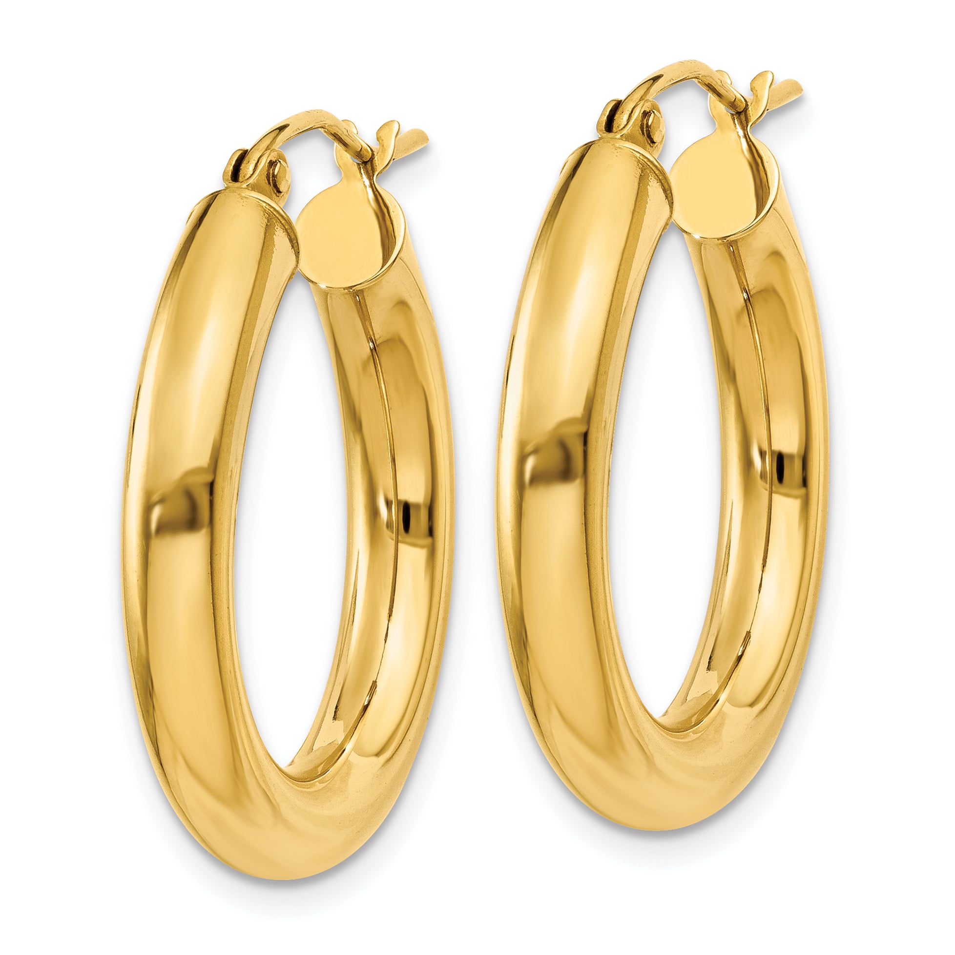 14k Polished 5mm x 25mm Lightweight Hoop Earrings Secondary image