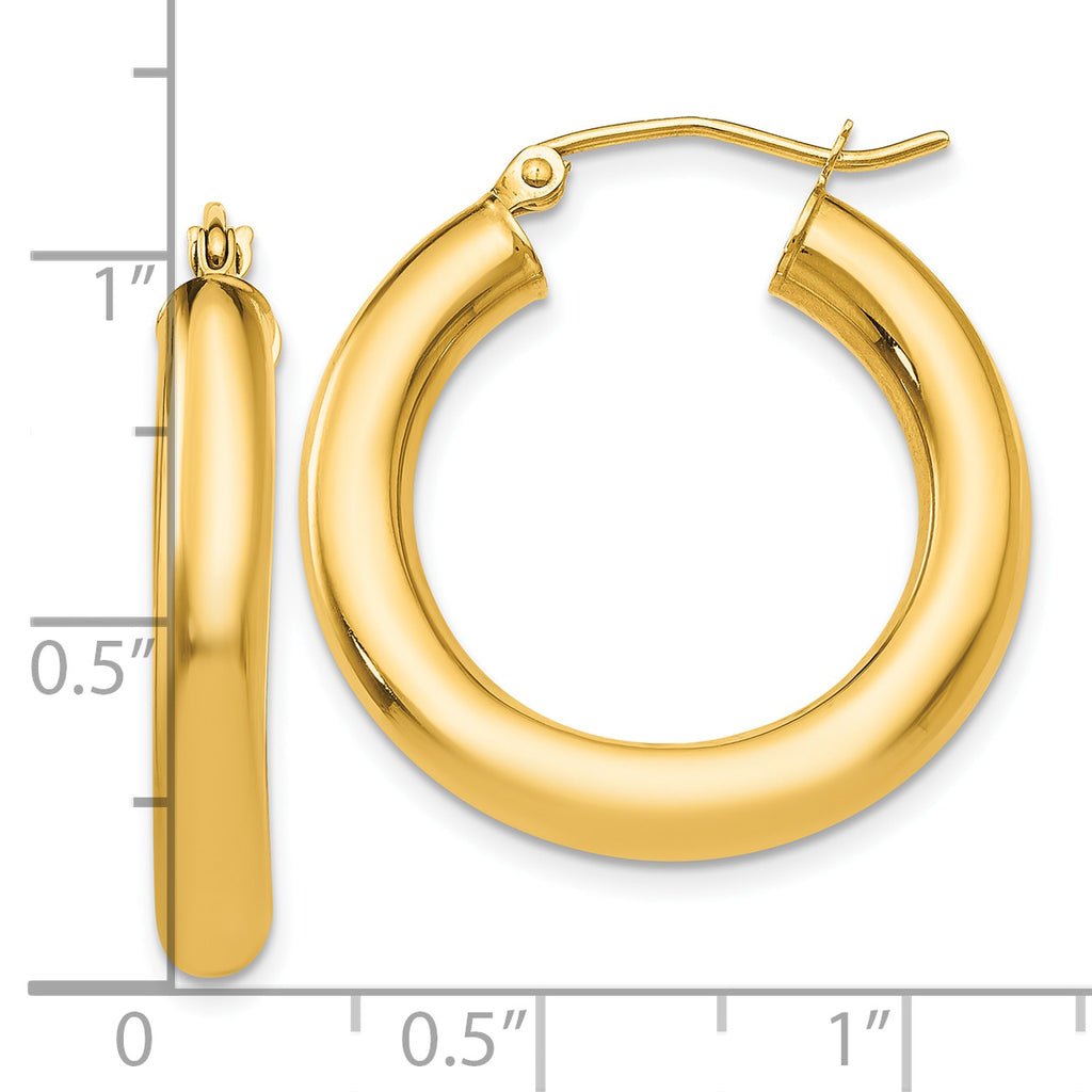 14k Polished 5mm x 25mm Lightweight Hoop Earrings
