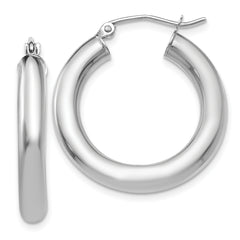14k White Gold Polished 5mm x 25mm Lightweight Hoop Earrings