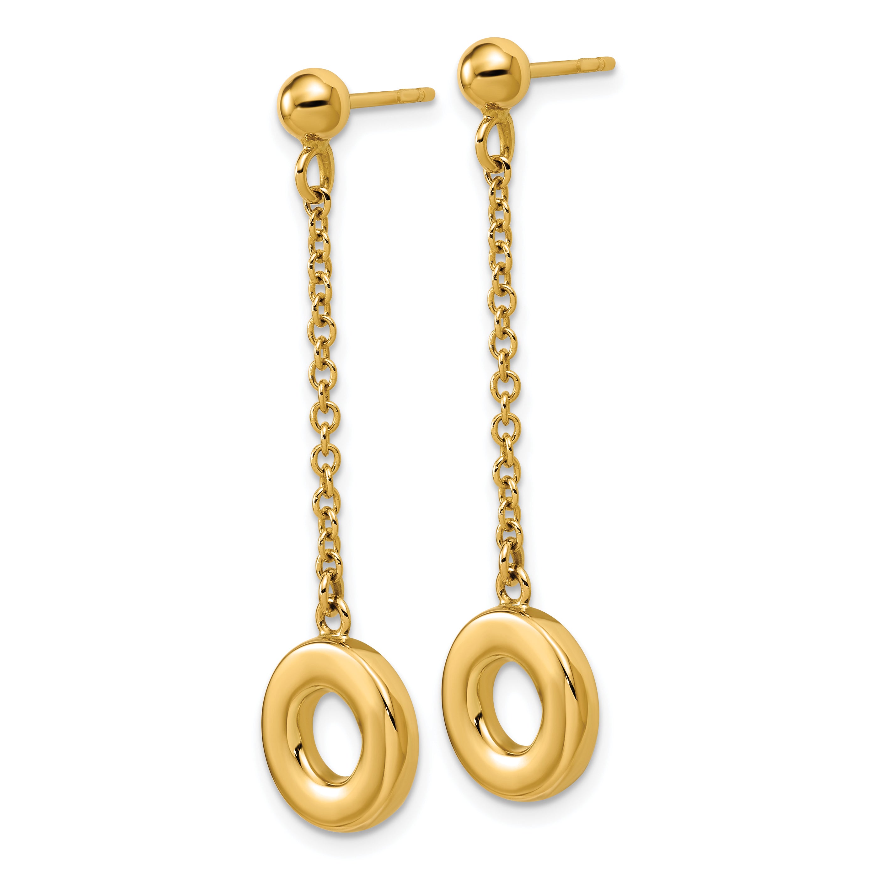 14K Polished Circle Dangle Post Earrings Secondary image