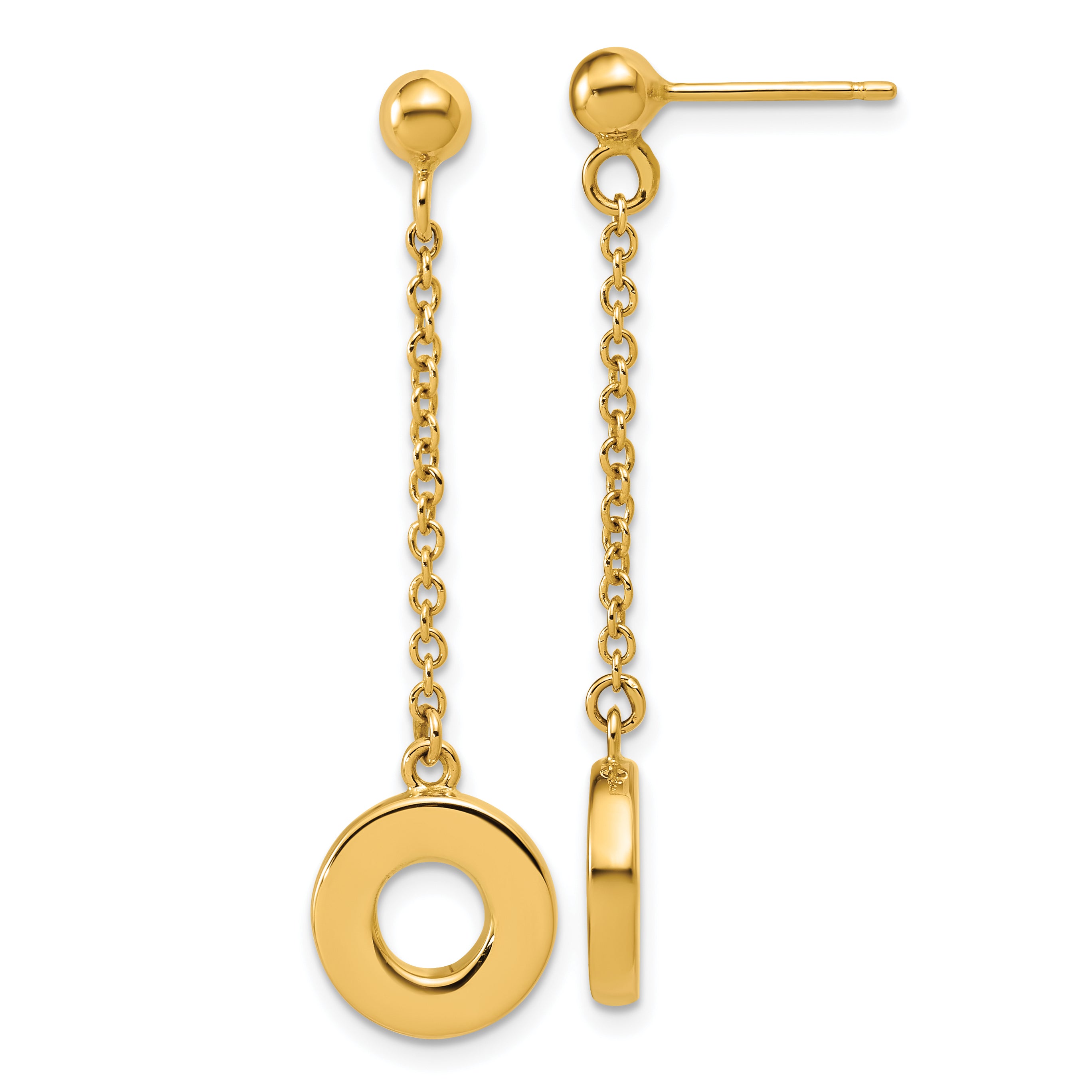 14K Polished Circle Dangle Post Earrings Main image