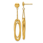 14K Polished and Brushed Fancy Oval Dangle Post Earrings
