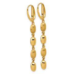 14K Polished and Brushed Fancy Leverback Dangle Earrings