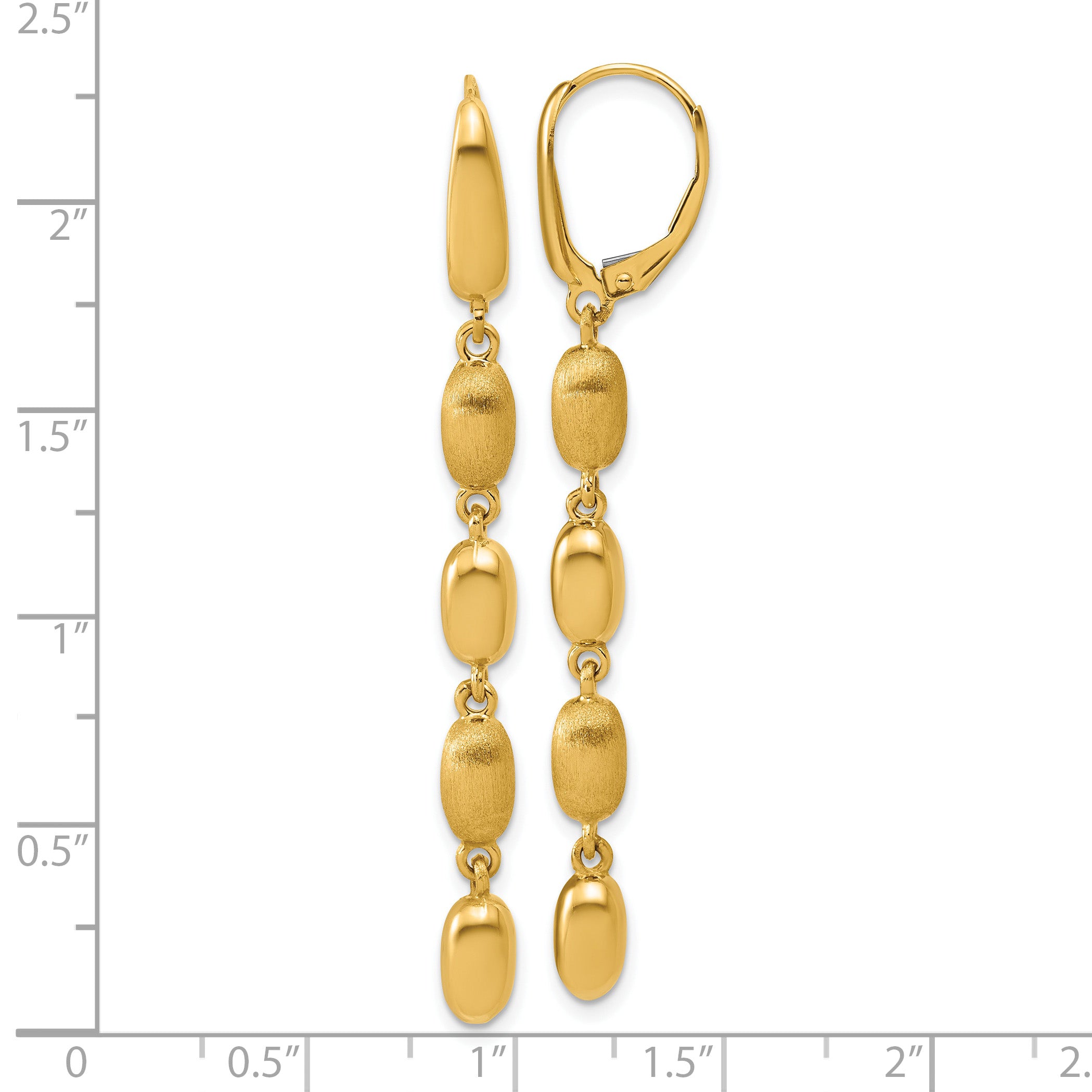 14K Polished and Brushed Fancy Leverback Dangle Earrings