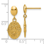 14K Polished Oval Textured Dangle Post Earrings