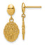 14K Polished Oval Textured Dangle Post Earrings