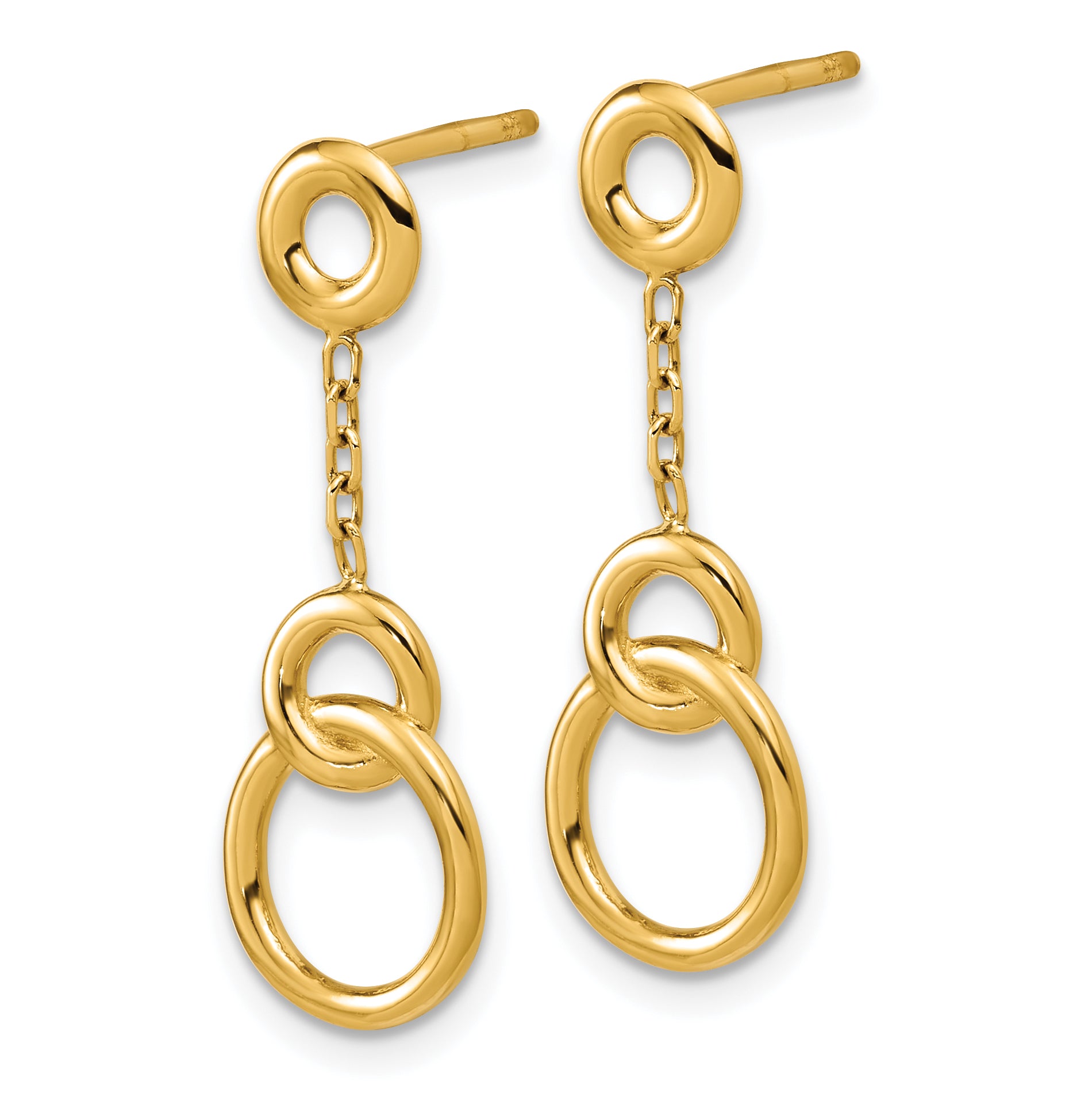 14K Polished Circle Dangle Post Earrings Secondary image